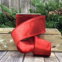 Red Metallic Dupion Fused Ribbon 2.5