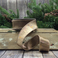 Mocha Metallic Dupion Ribbon 1.5 Inch x 10 Yards
