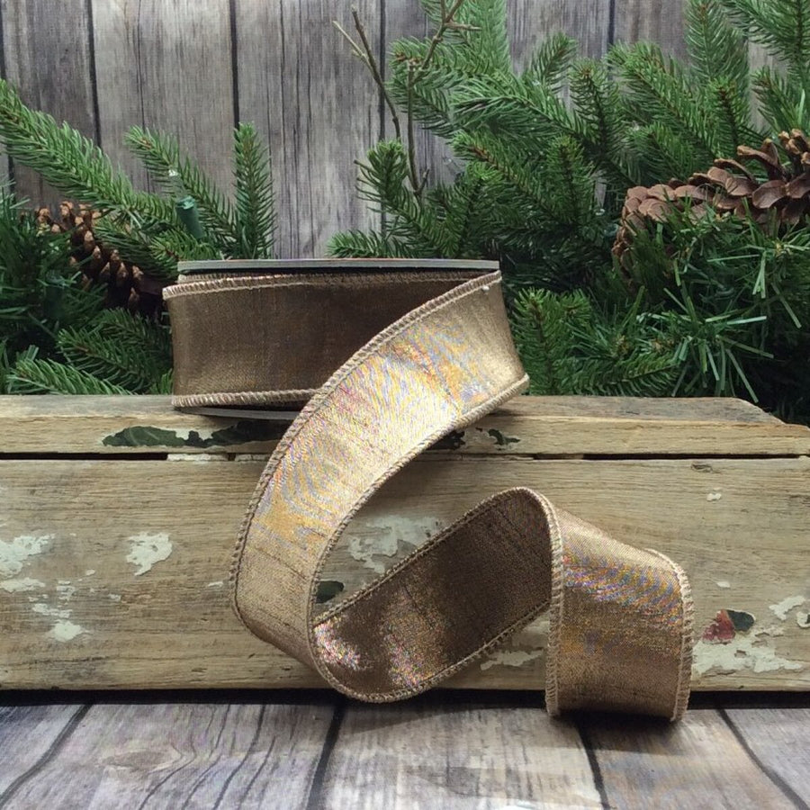Mocha Metallic Dupion Ribbon 1.5 Inch x 10 Yards