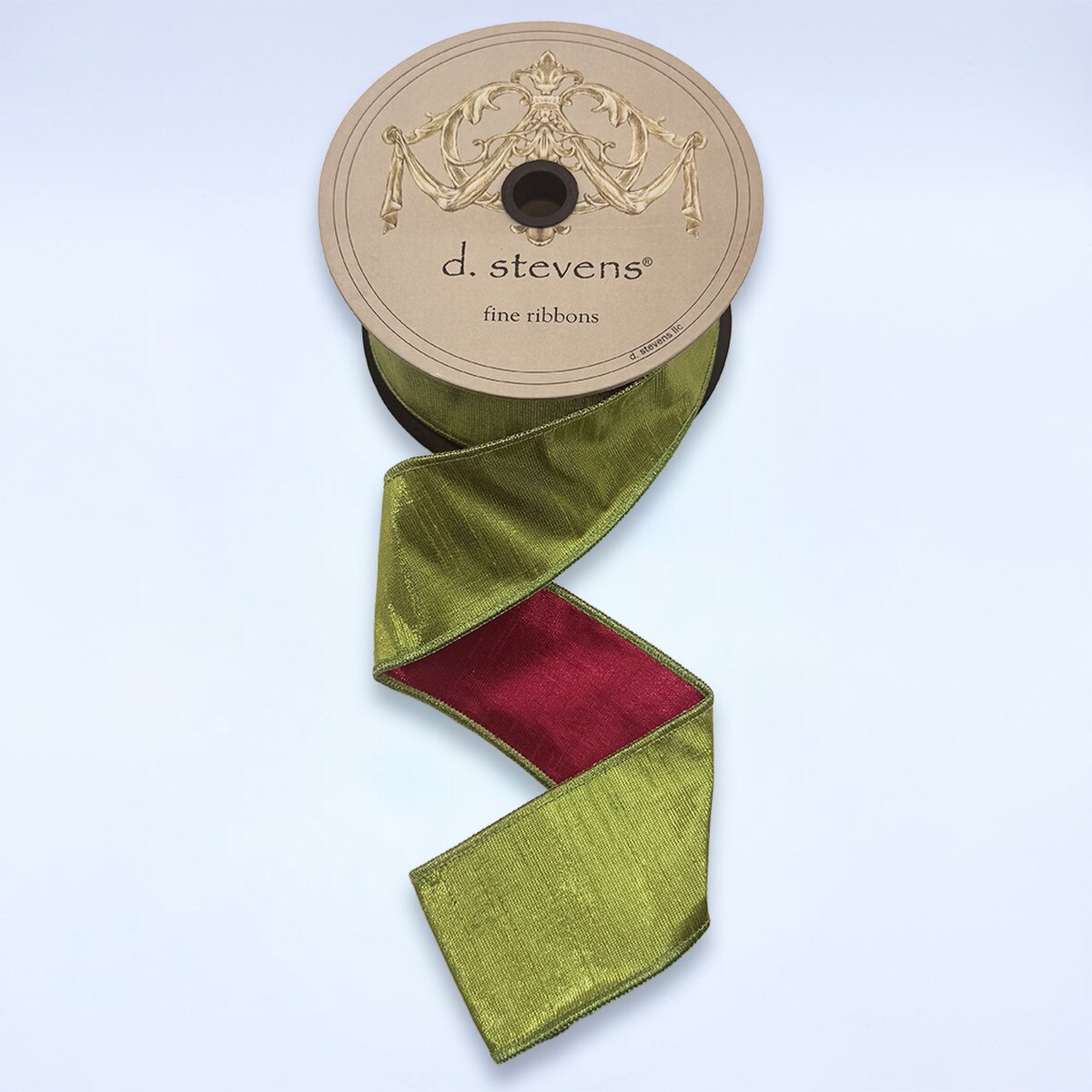 Metallic Dupion Ribbon Lime Green Hot Pink 2.5" x 10 Yds