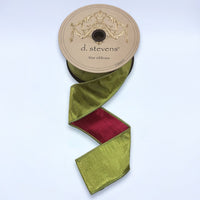 Metallic Dupion Ribbon Lime Green Hot Pink 2.5