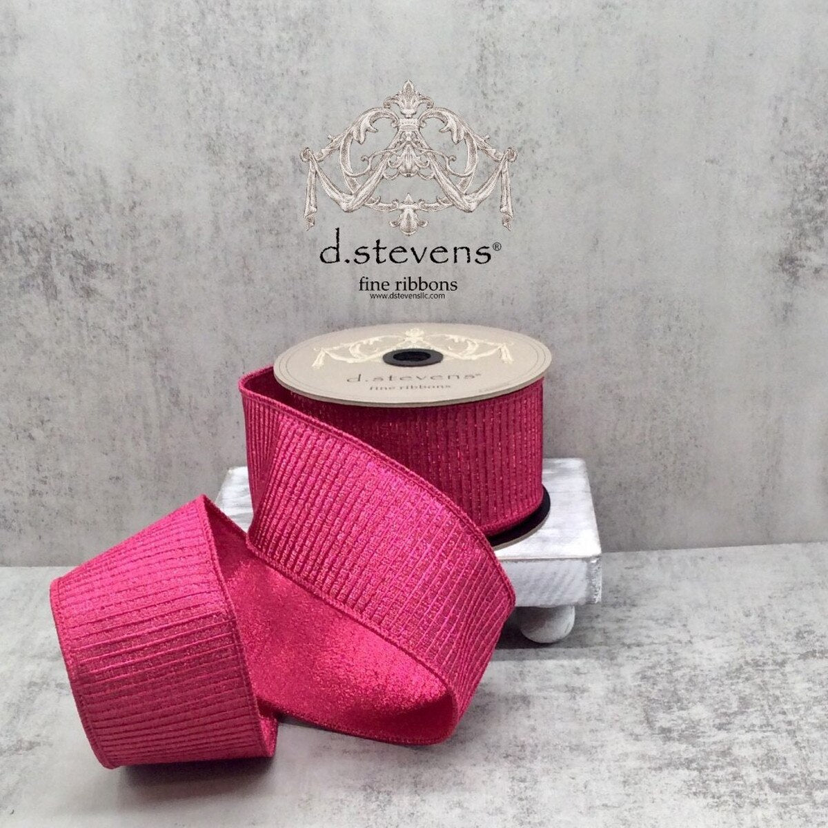 Hot Pink Pleated Lame Ribbon 2.5" x 10 Yds
