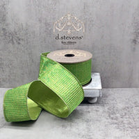Lime Green Pleated Lame Ribbon 2.5 Inch x 10 Yards