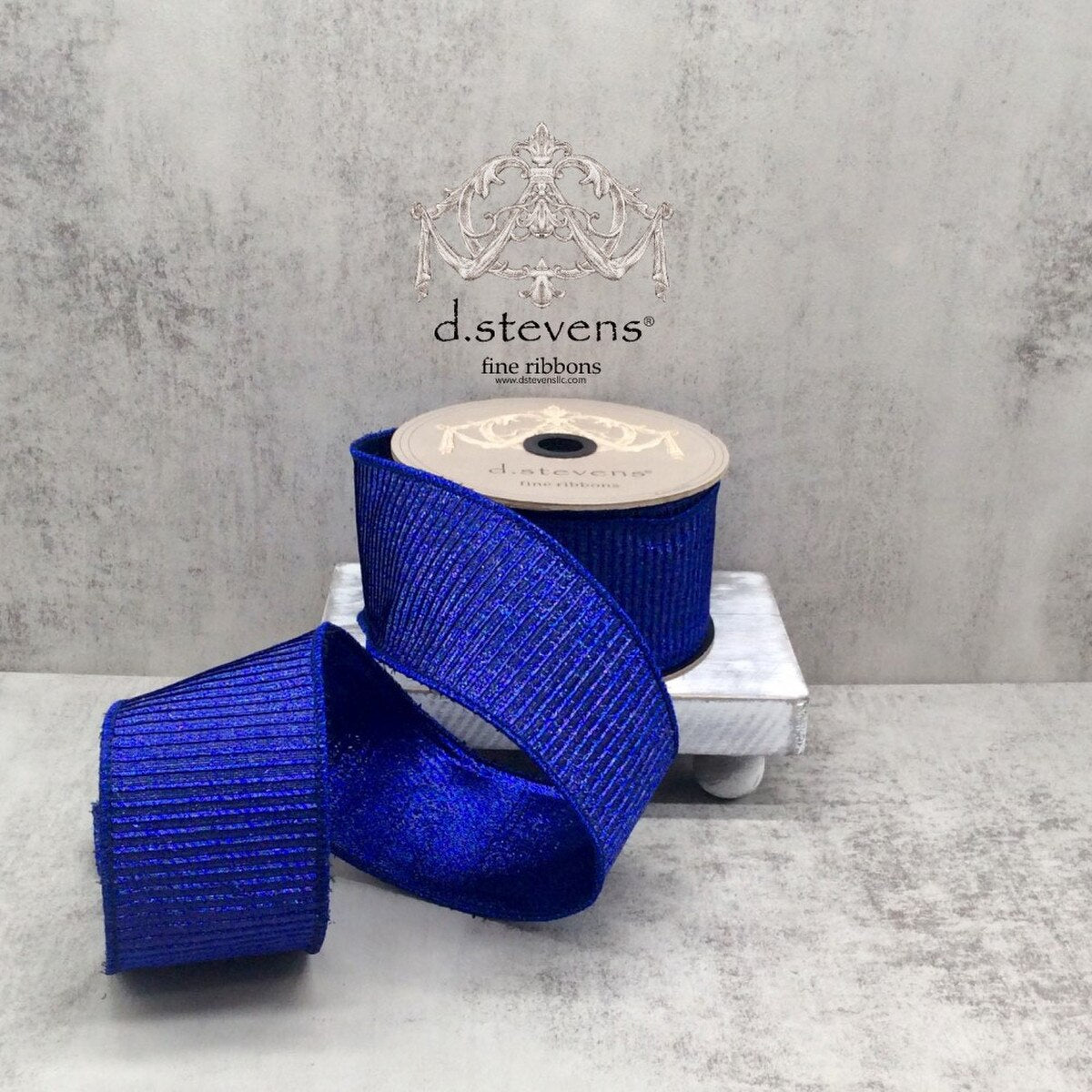 Royal Blue Pleated Lame Ribbon 2.5 Inch x 10 Yards