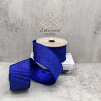 Royal Blue Pleated Lame Ribbon 2.5 Inch x 10 Yards