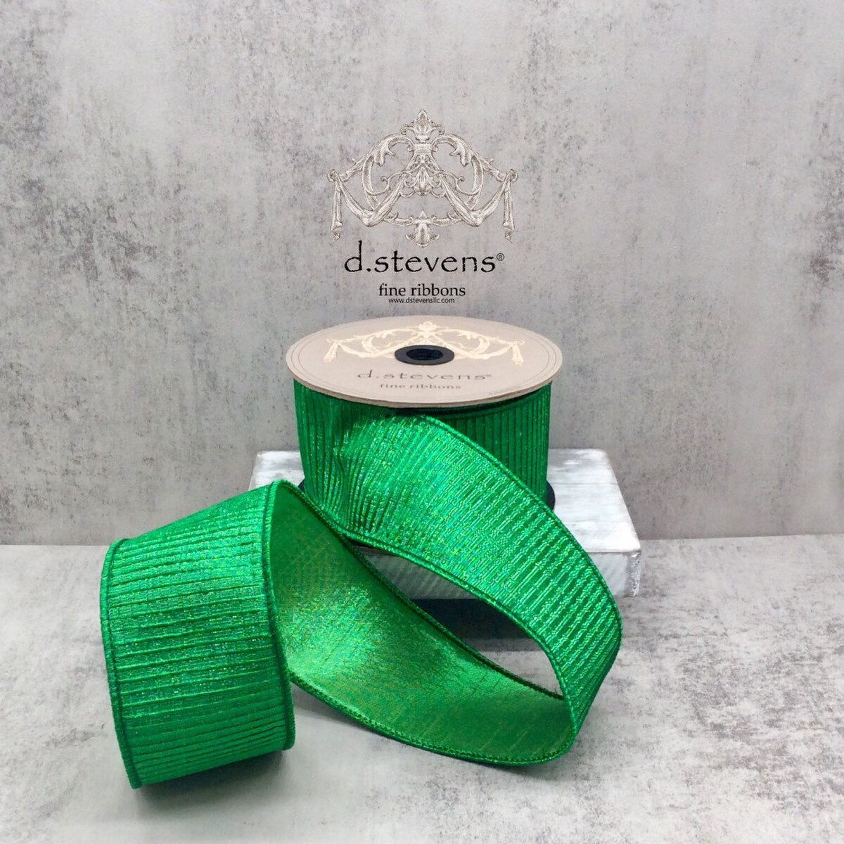 Emerald Green Pleated Lame Ribbon 2.5" x 10 Yds