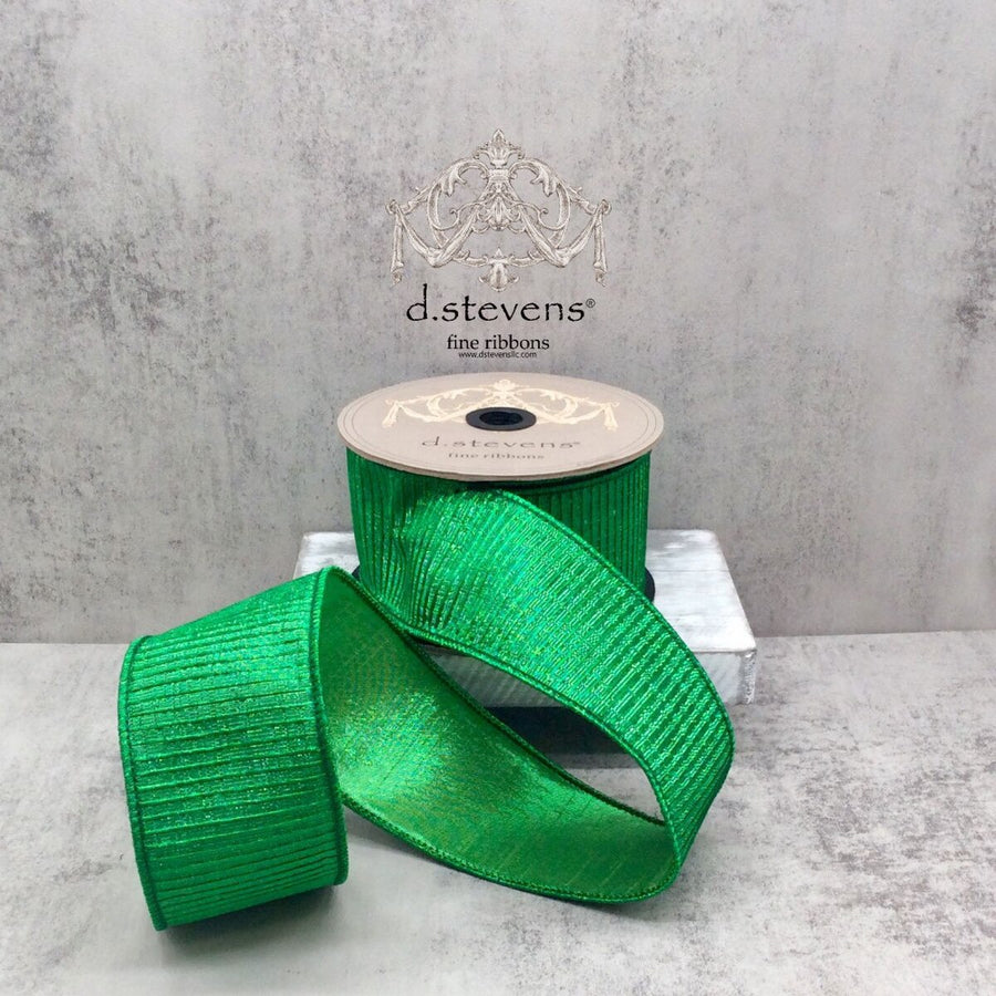 Emerald Green Pleated Lame Ribbon 2.5" x 10 Yds