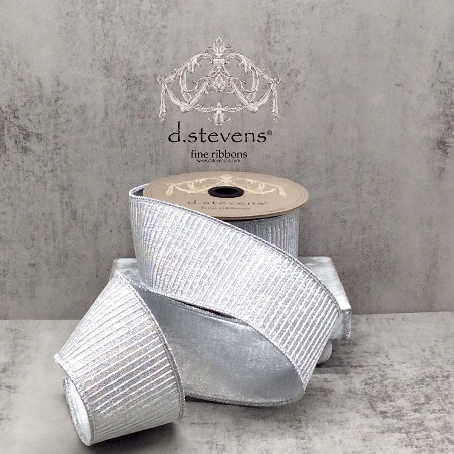 Silver Pleated Lame Ribbon 2.5 Inch x 10 Yards