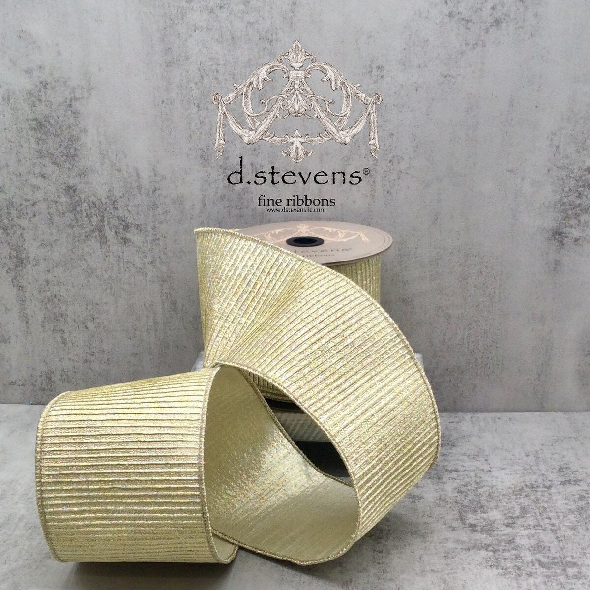 Light Gold Pleated Lame Ribbon 4 Inch x 10 Yards