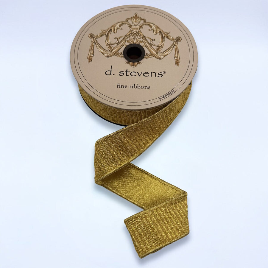 Dark Gold Pleated Lame Ribbon 1.5 Inch x 10 Yards