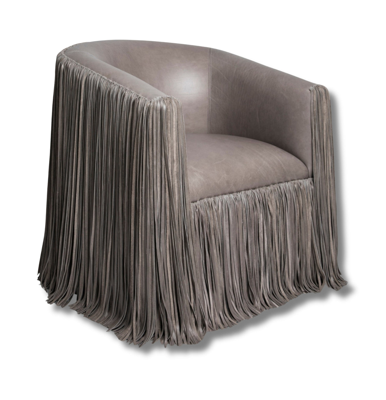 Marisol Shaggy Leather Swivel Chair