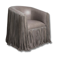 Marisol Shaggy Leather Swivel Chair