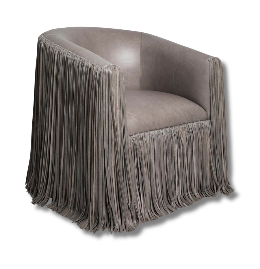 Marisol Shaggy Leather Swivel Chair