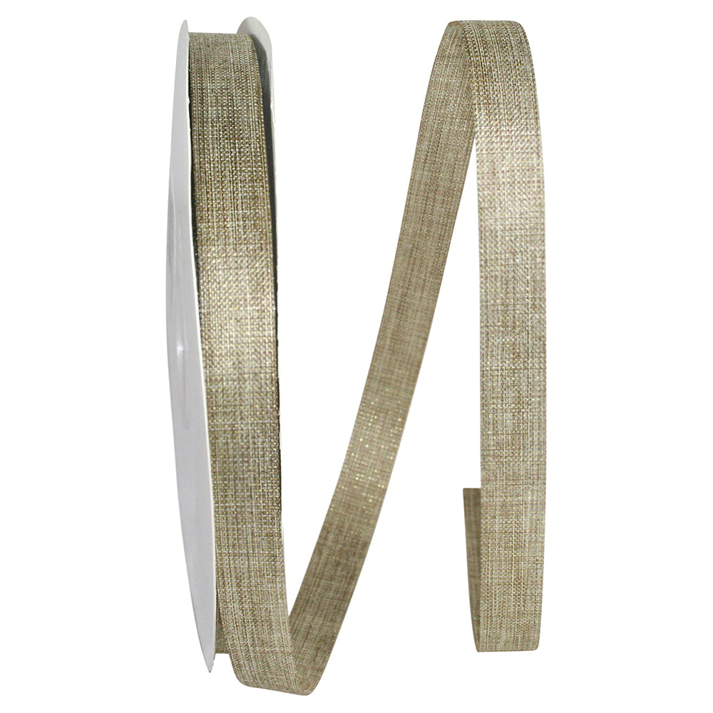 Natural Gold Linen Sparkle Allure Ribbon 5/8 Inch