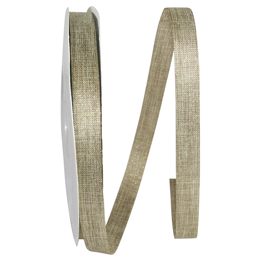 Natural Gold Linen Sparkle Allure Ribbon 5/8 Inch