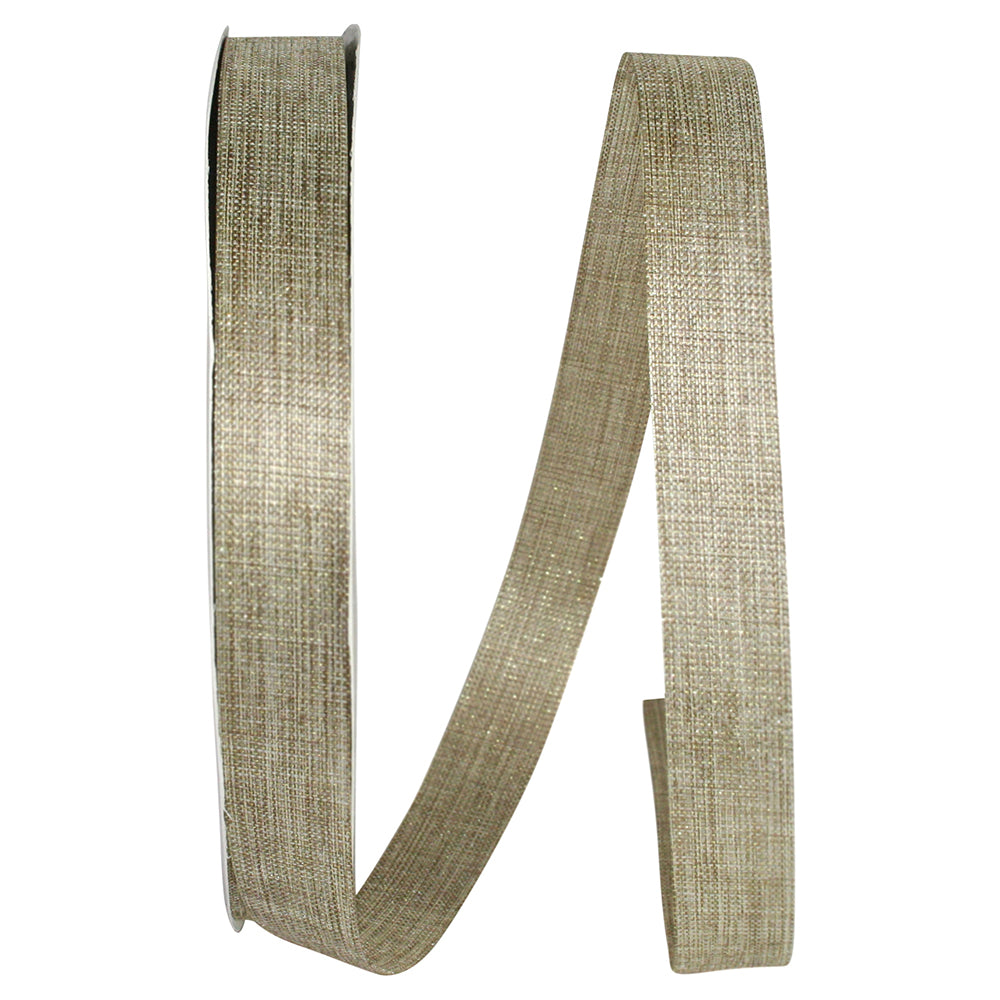 Linen Natural Gold Sparkle Ribbon 7/8 Inch for Wreaths