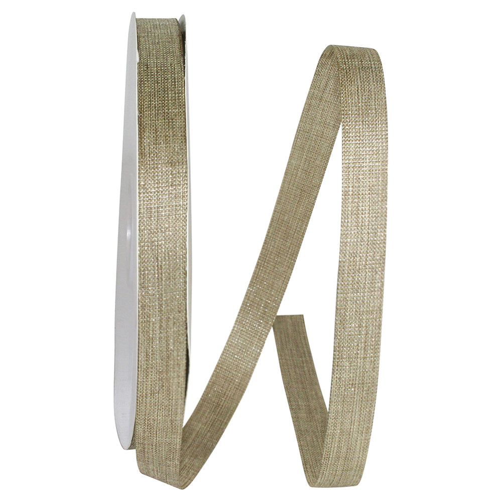Natural Silver 5/8 Inch Linen Sparkle Ribbon for Bows