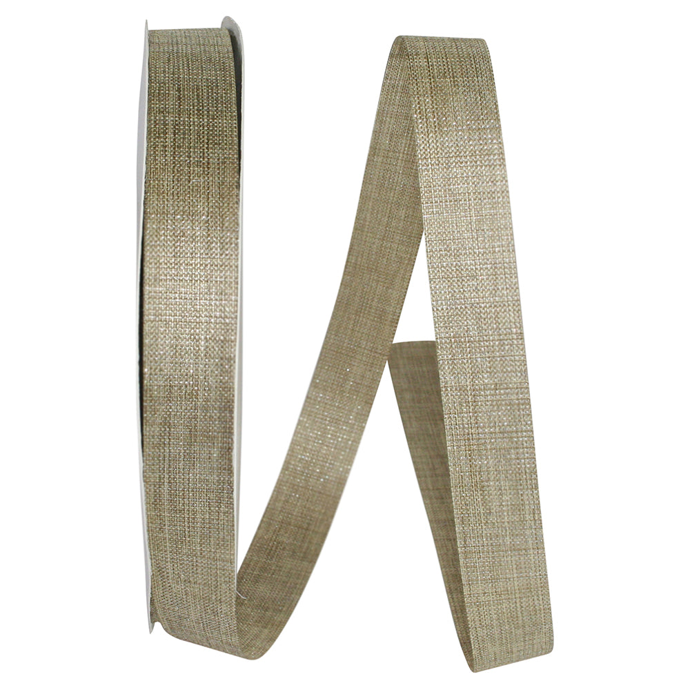 Natural Silver Linen Sparkle Allure Ribbon 7/8 Inch