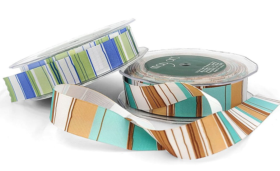 7/8 Inch Grosgrain / Horizontal Stripes Ribbon