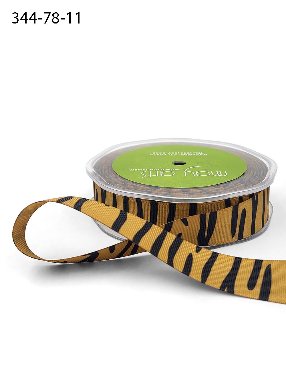 7/8 Inch Grosgrain with Animal Print Ribbon with Woven Edge – 344-78-11 TIGER