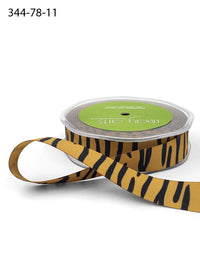 7/8 Inch Grosgrain with Animal Print Ribbon with Woven Edge – 344-78-11 TIGER