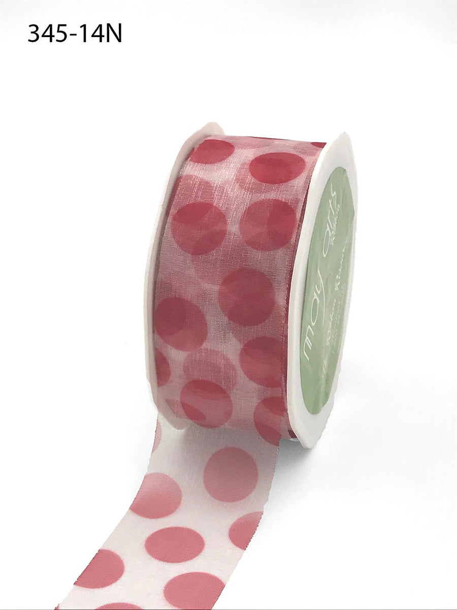 1 1/2 Inch Sheer Jumbo Dot Ribbon – 345-14N RED