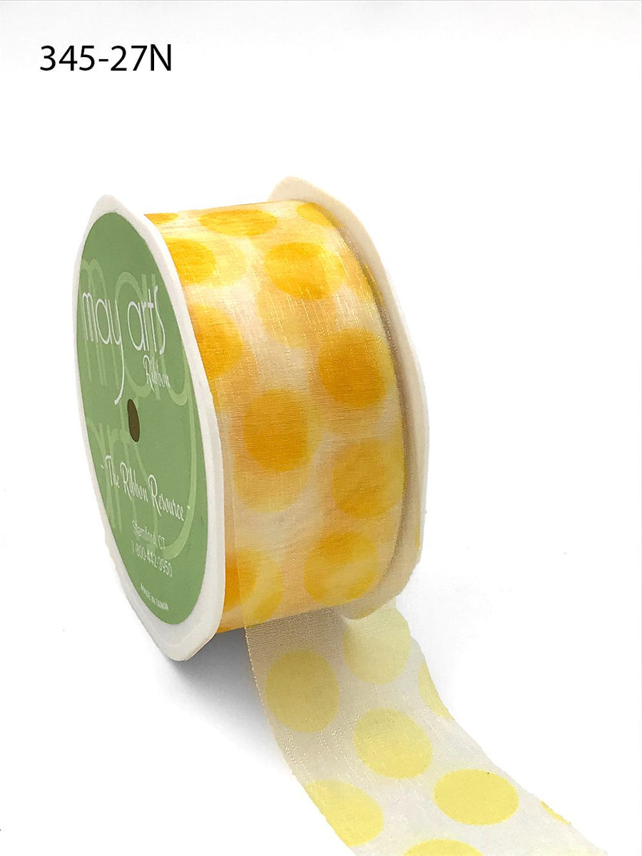 1 1/2 Inch Sheer Jumbo Dot Ribbon – 345-27N YELLOW