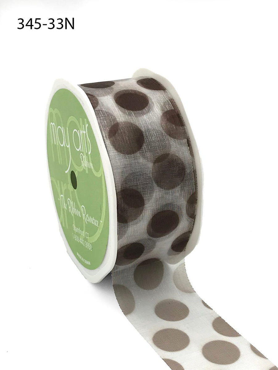 1 1/2 Inch Sheer Jumbo Dot Ribbon – 345-33N BROWN