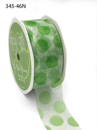 1 1/2 Inch Sheer Jumbo Dot Ribbon – 345-46N PARROT GREEN