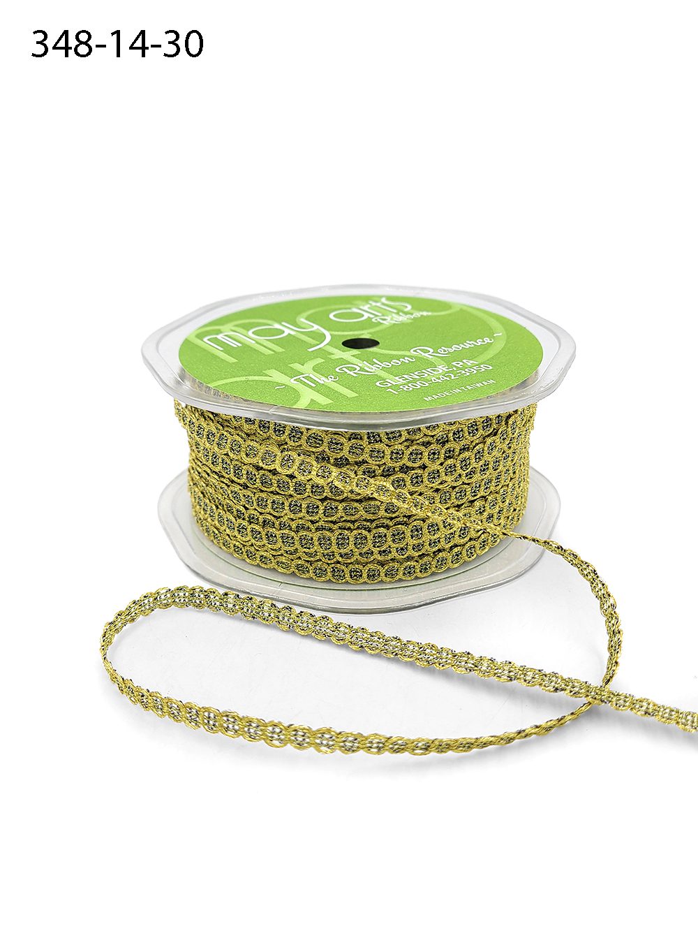 1/4 Inch Metallic Chain Ribbon String – 348-14-30 Gold