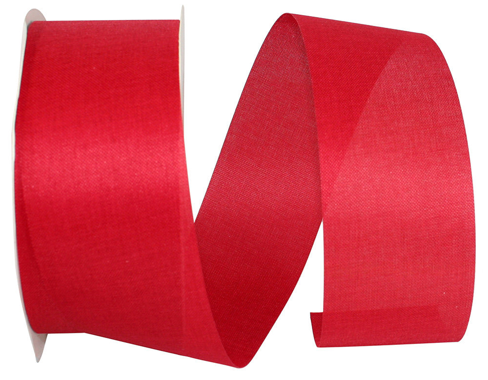 Red 2-1 2 Inch Linen Natural Cooler Ribbon for Wreaths & Bows