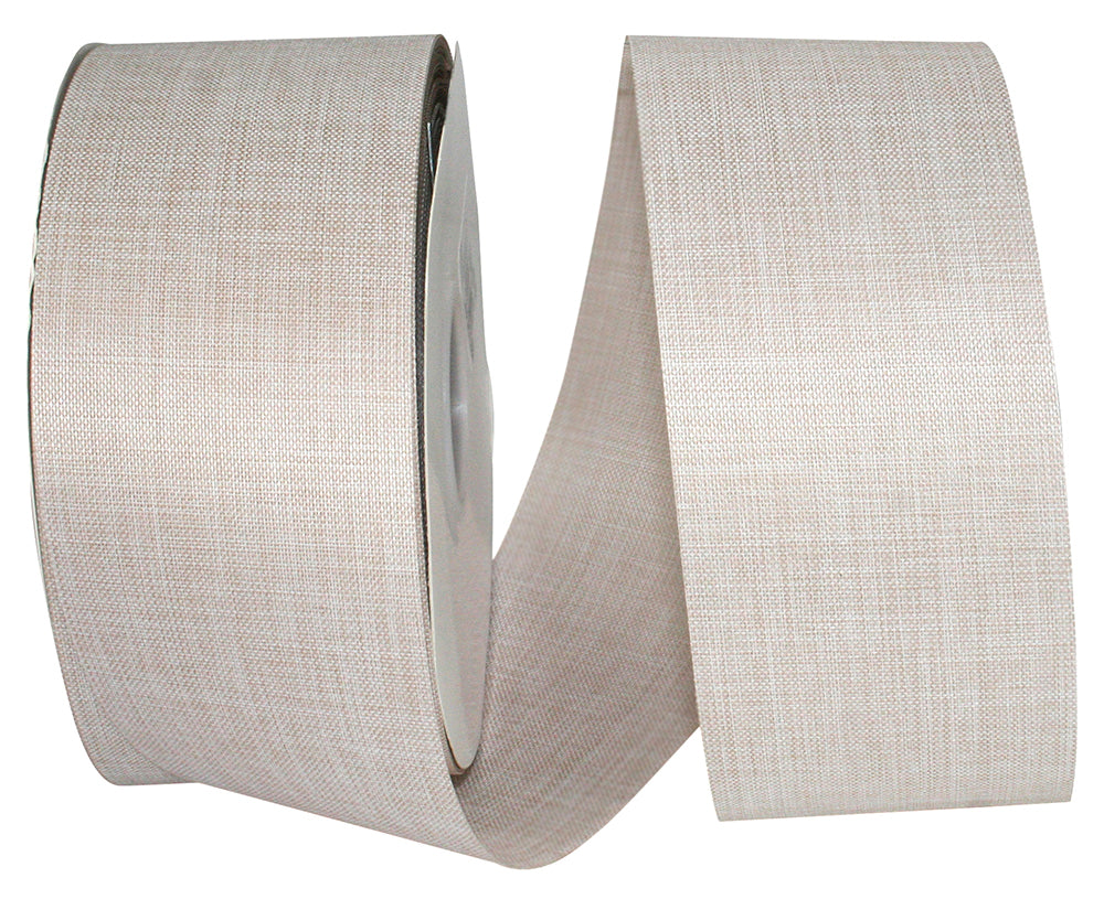 Cream 2-1 2 Inch Linen Natural Cooler Ribbon for Wreaths & Bows