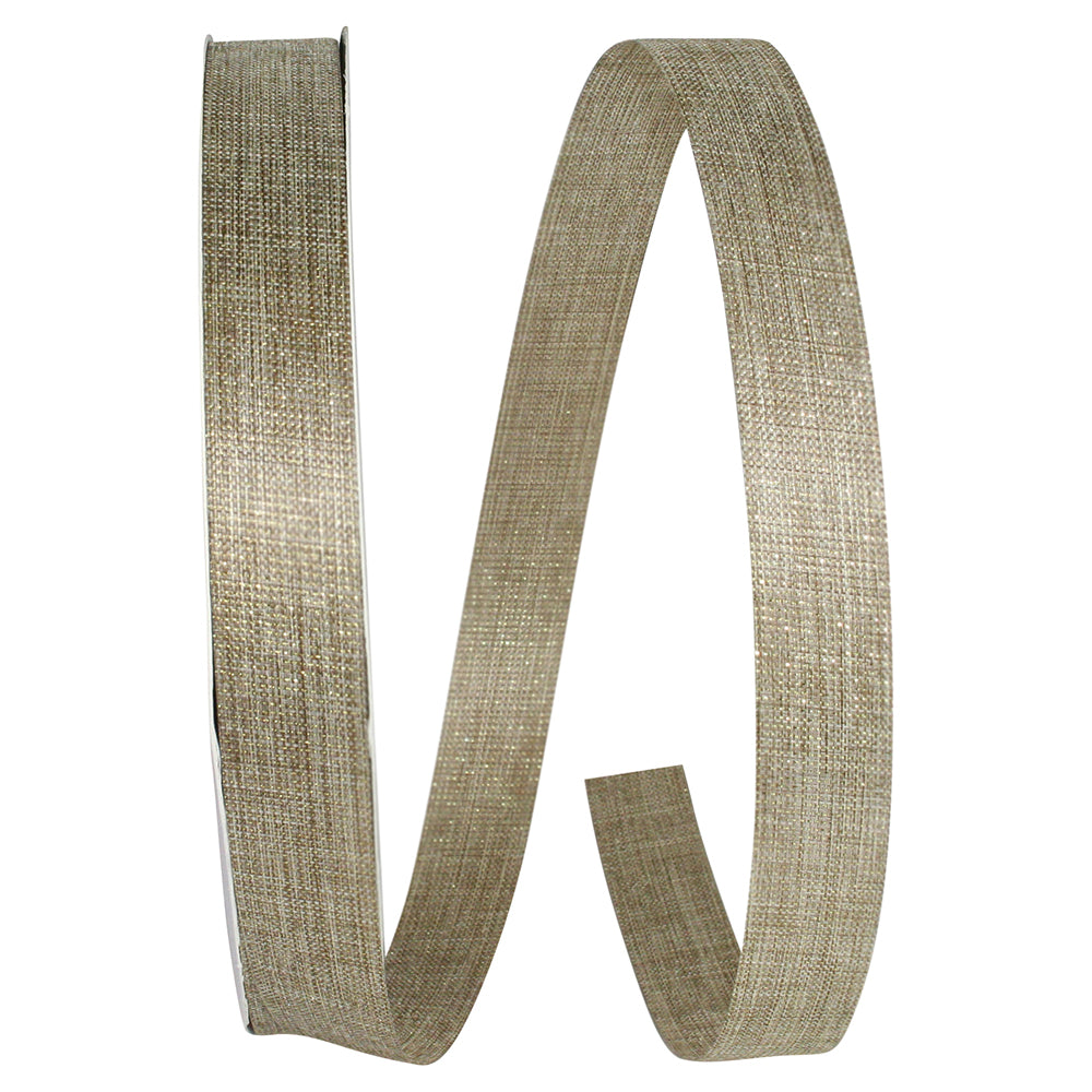 Natural Gold Linen Sparkle Ribbon 7/8 Inch for Wreaths