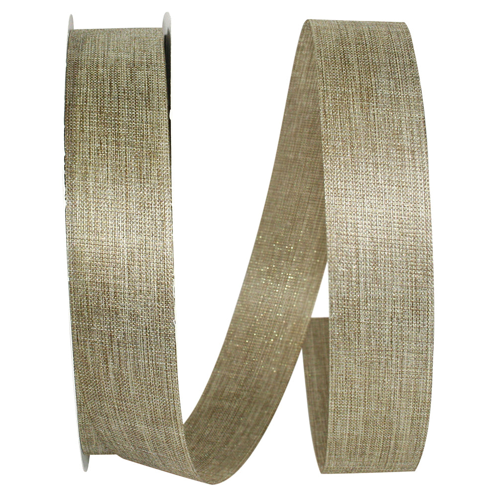 Natural Gold Linen Sparkle Cooler Ribbon 1-3/8 Inch