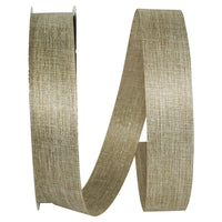 Natural Gold Linen Sparkle Cooler Ribbon 1-3/8 Inch