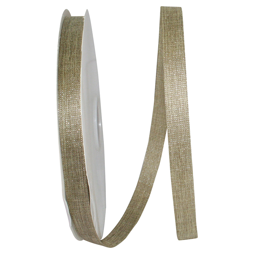 Natural Silver 5/8 Inch Linen Sparkle Ribbon for Wreaths