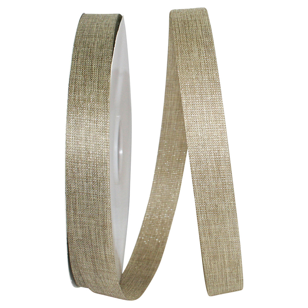 Natural Silver Linen Sparkle Ribbon 7/8 Inch for Wreaths