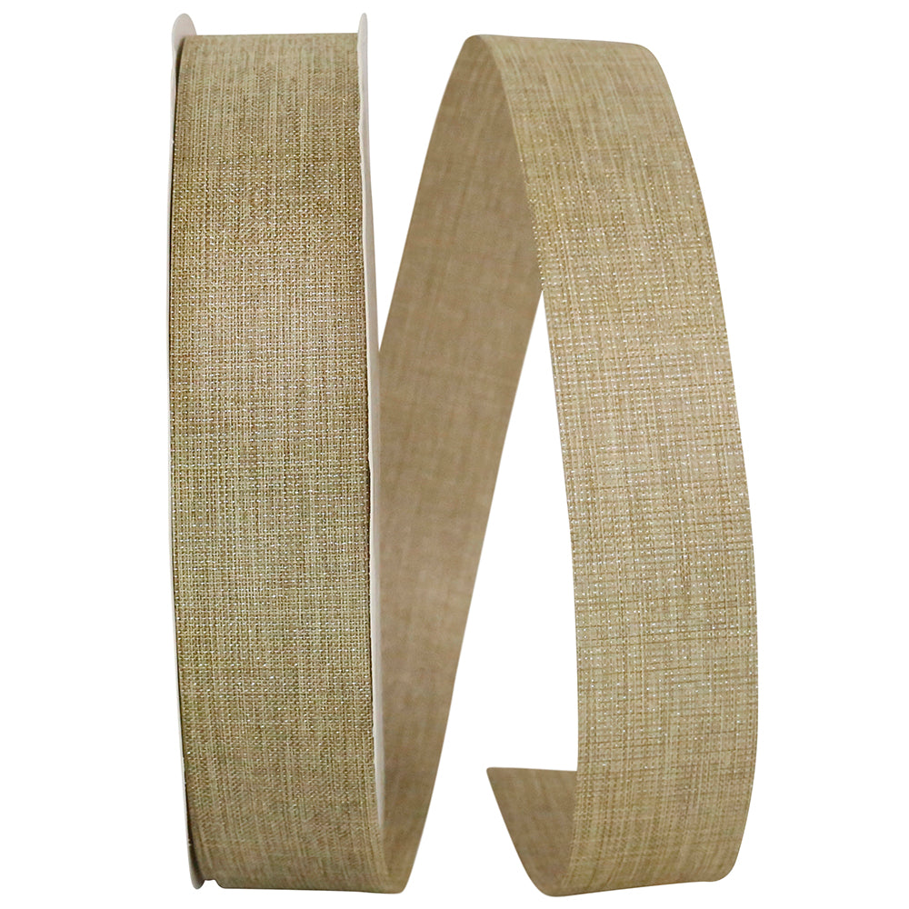 Linen Natural Sparkle Cooler Ribbon 1-3/8 Inch Natural Silver