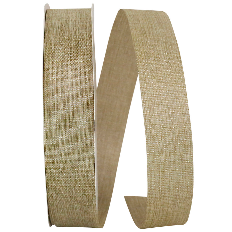 Linen Natural Sparkle Cooler Ribbon 1-3/8 Inch Natural Silver