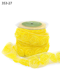 1.5 Inch Woven Rosette Organza Ribbon – 353-27 YELLOW