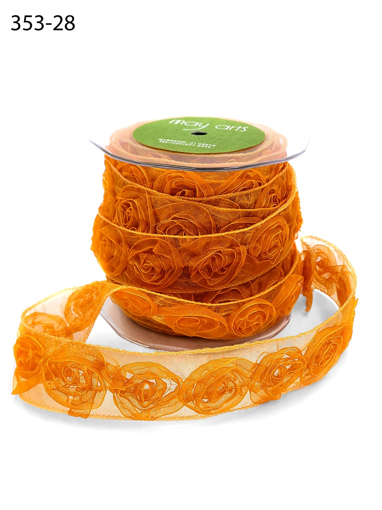 1.5 Inch Woven Rosette Organza Ribbon – 353-28 ORANGE