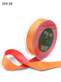 1 Inch Satin Reversible Ribbon with Woven Stitched Edge – 354-28 ORANGE/PINK