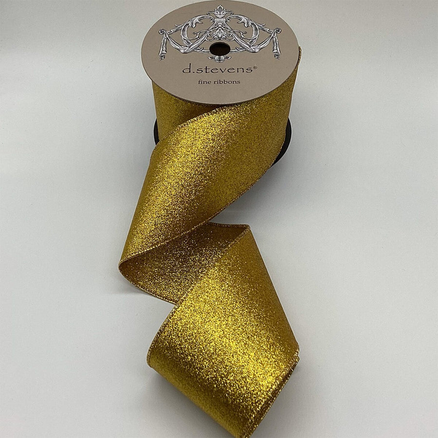 Gold Glitter Double Sided Ribbon 4 Inch x 10 Yards