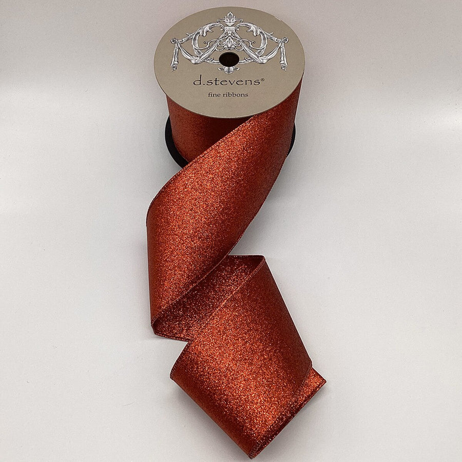 Rust Glitter Double Sided Non-Shedding Ribbon 4" x 10 Yds