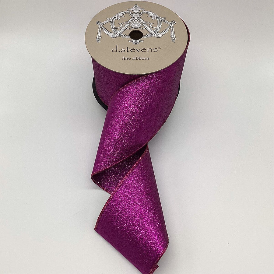 Purple Glitter Double Sided Non-Shedding Ribbon 4" x 10 Yds