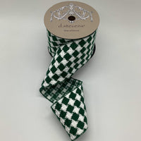 Knit Christmas Sweater Checks White Green Ribbon 4