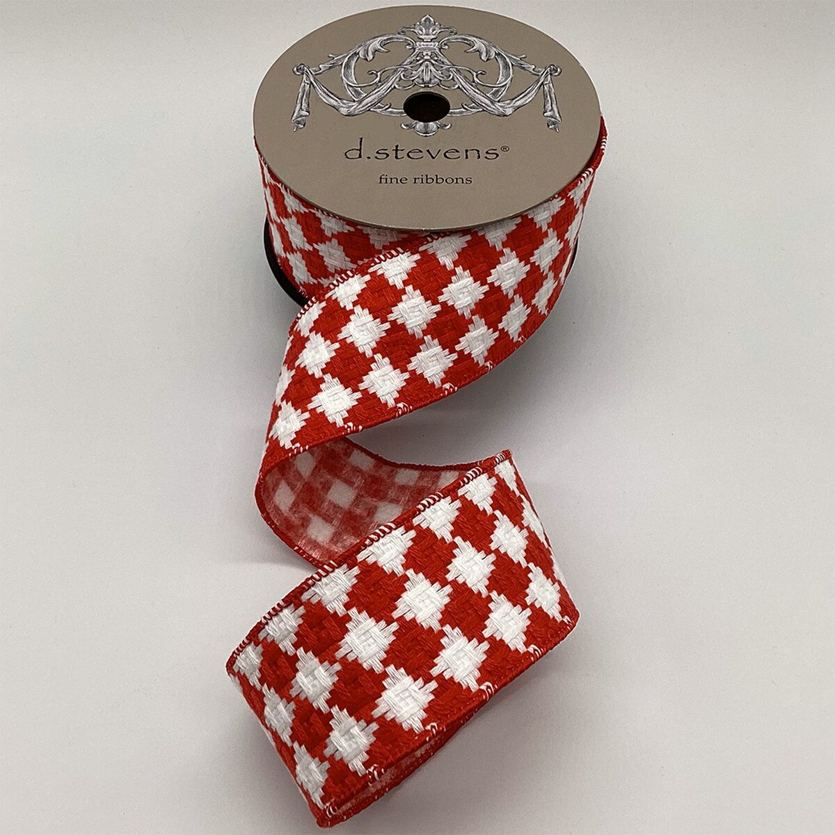 Knit Christmas Sweater Red White Checks 2.5" x 10 Yds