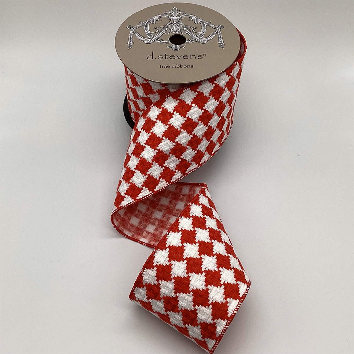 Knit Christmas Sweater Red Checks with White Ribbon