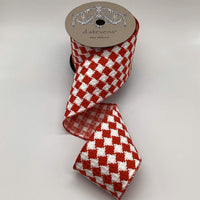 Knit Christmas Sweater Red Checks With White Ribbon