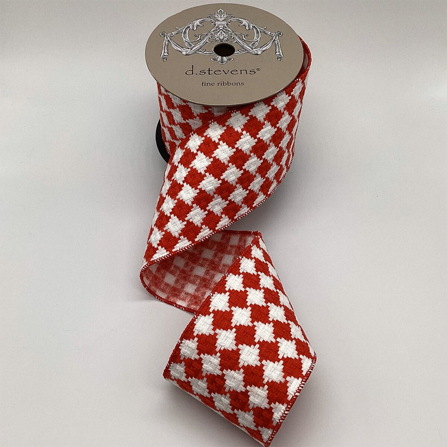 Knit Christmas Sweater Red Checks With White Ribbon